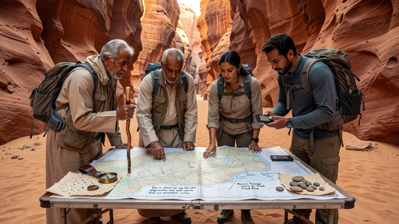 Adapting Traditional Navigation Techniques from Local Desert Dwellers Helps Organizers Plot Safe Pathways Through Narrow Canyon Floors During Multi-Day Events